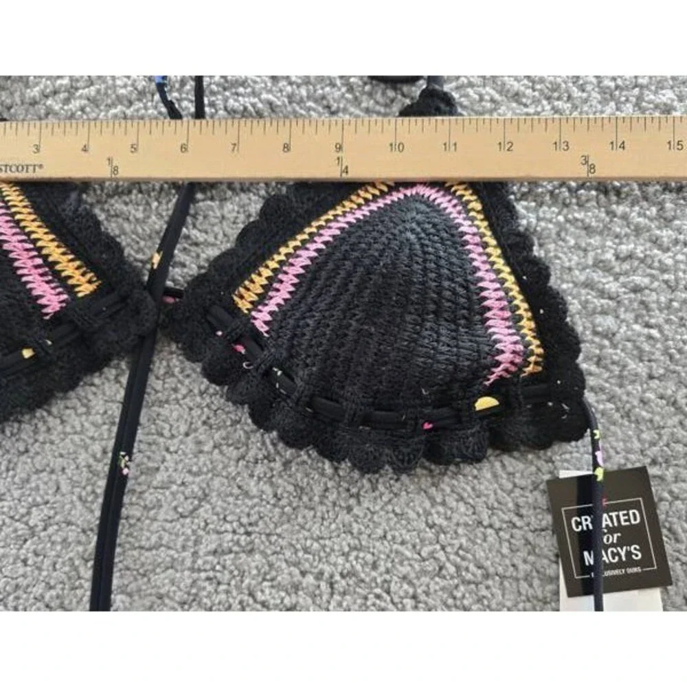 Salt + Cove Crochet Halter Triangle Bikini Juniors' L Black Back Tie Closure